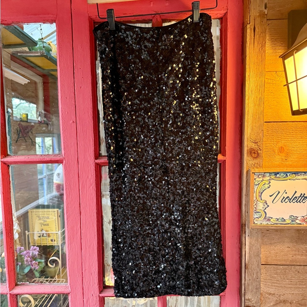 Bloomingdale’s Enchanting Black Sequin Skirt